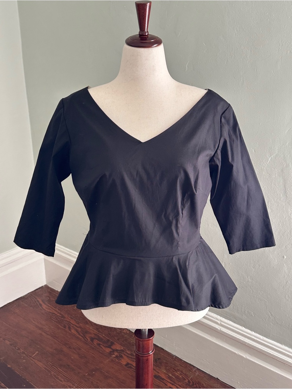 Pinup Couture Black V-Neck Peplum Top